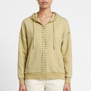 BRIAN Bailey zip-up studded hoodie sweater top